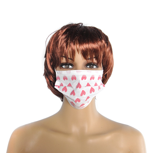 Disposable Face Mask Heart Printed